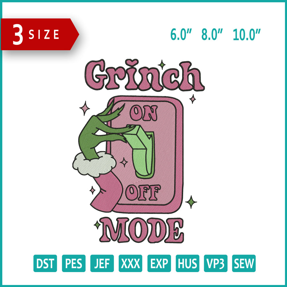 Grinch Mode Embroidery Files - 3 Size's