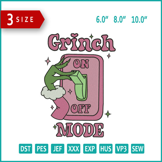 Grinch Mode Embroidery Files - 3 Size's