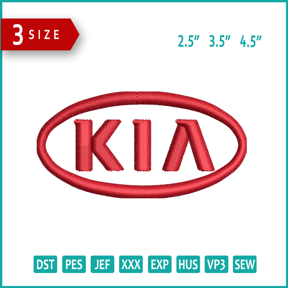 KIA Logo Embroidery Design Files - 3 Size's
