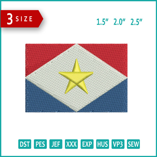 Flag of Saba Embroidery Design Files - 3 Size's