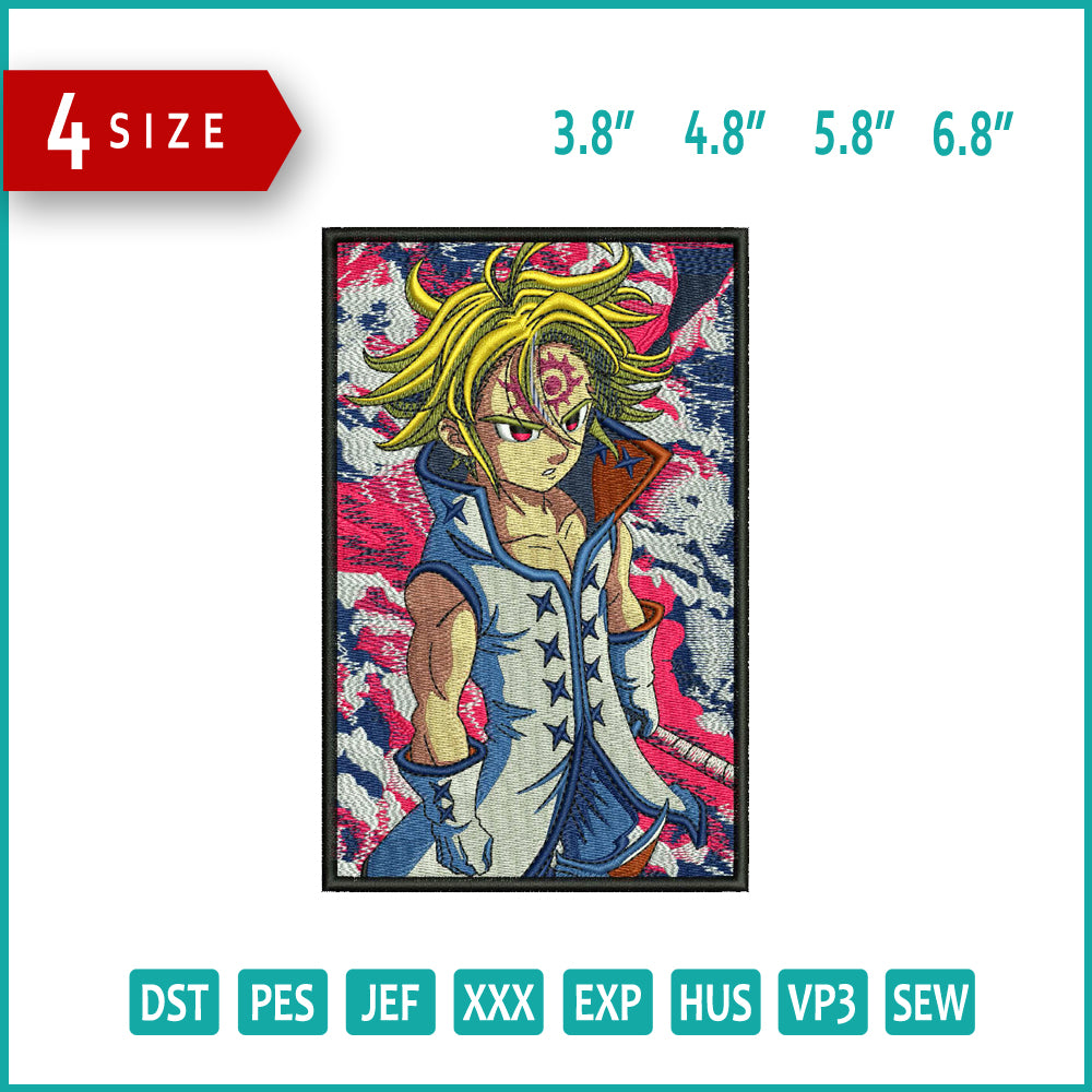 Meliodas v2 Embroidery Design Files - 4 Size's