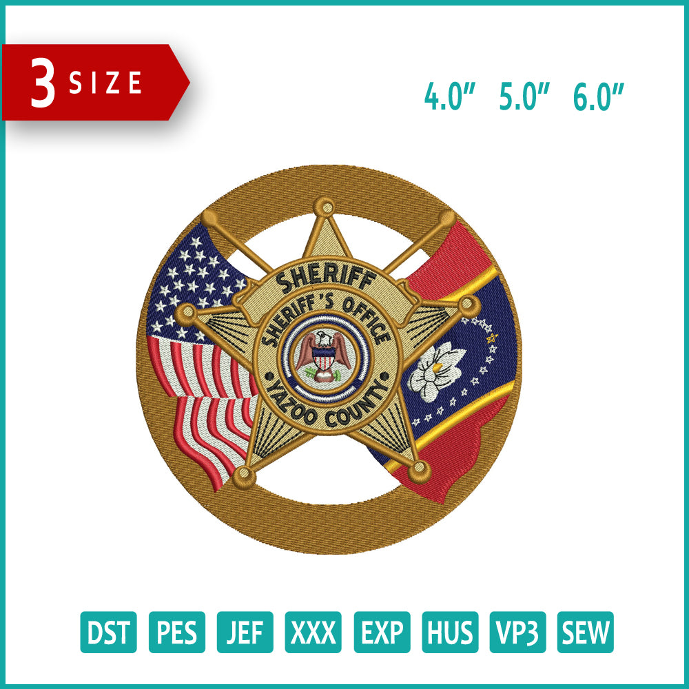 Sheriff Office Embroidery Design Files - 3 Size's