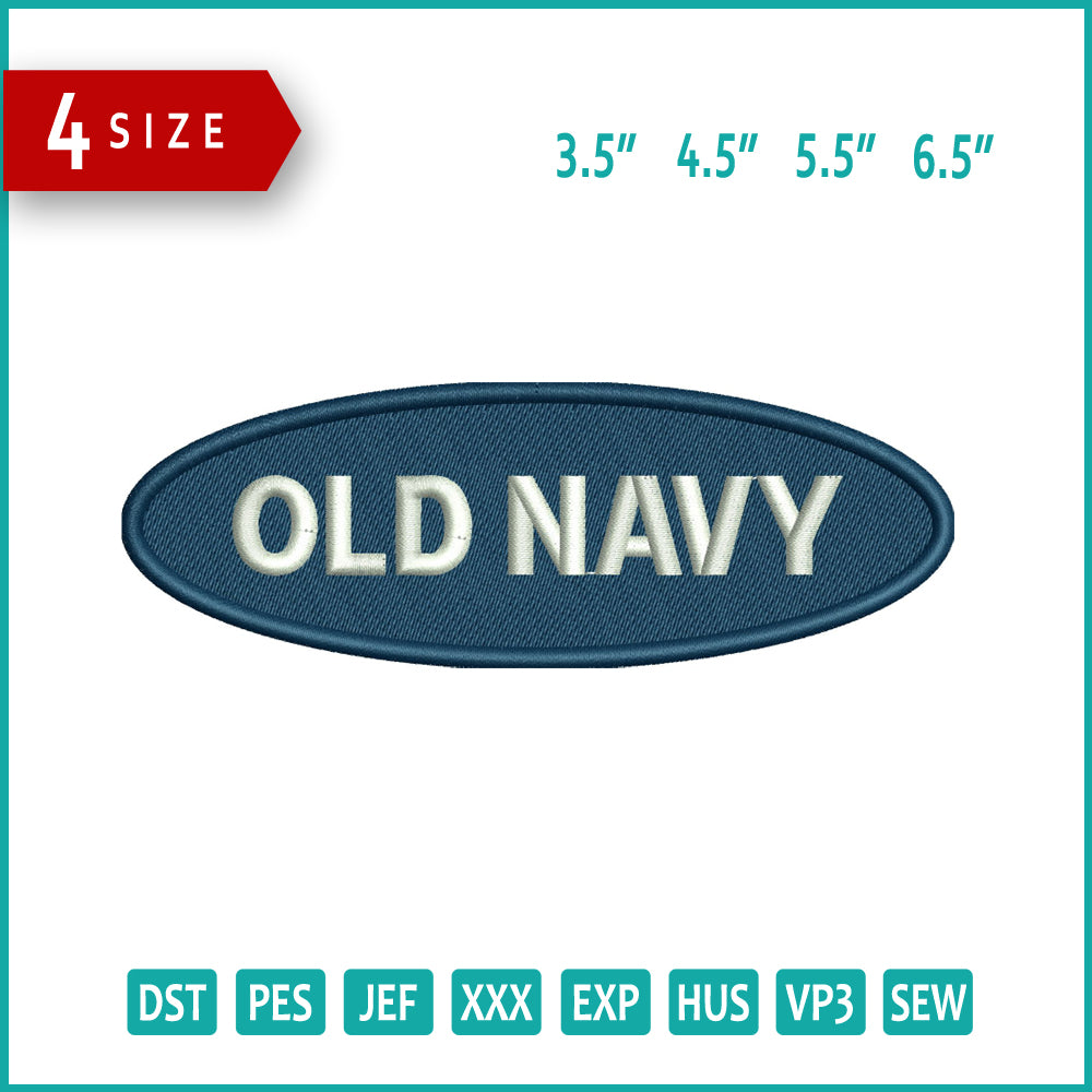 Old Navy Logo Embroidery Design Files - 4 Size's