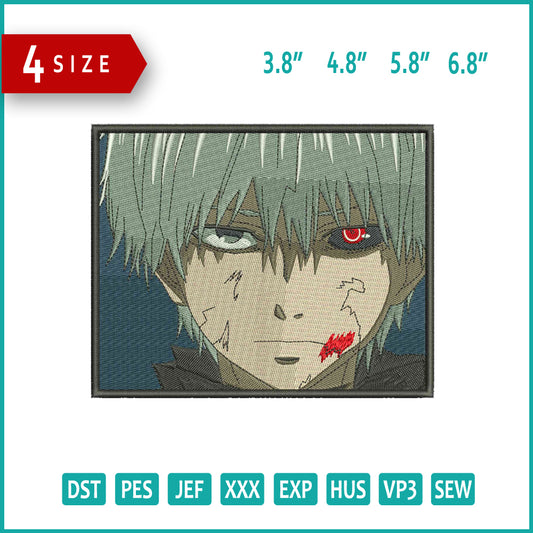 Ken Kaneki v5 Embroidery Design Files - 4 Size's
