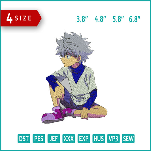Killua Zoldyck v7 Embroidery Design Files - 4 Size's