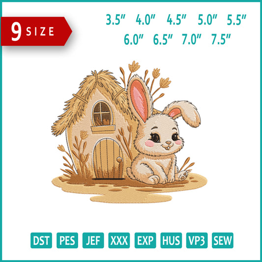 Bunny House Embroidery Design Files - 9 Size's