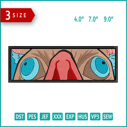 Inosuke Hashibira Mask Embroidery Design Files - 3 Size's