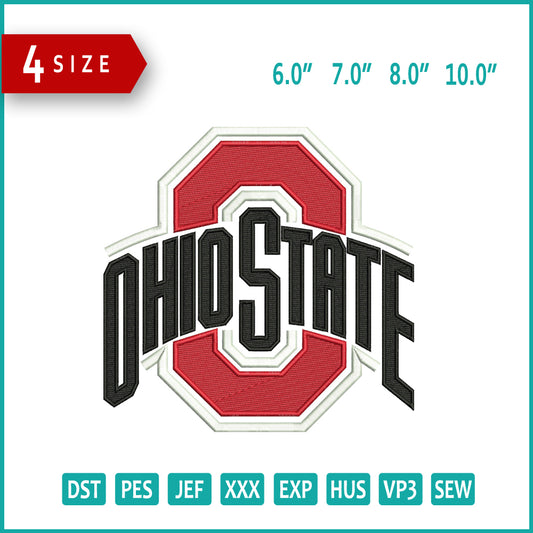 Ohio State v2 Embroidery Design Files - 4 Size's