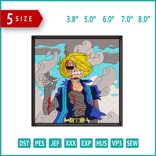 Sanji Smoker Embroidery Design Files - 5 Size's