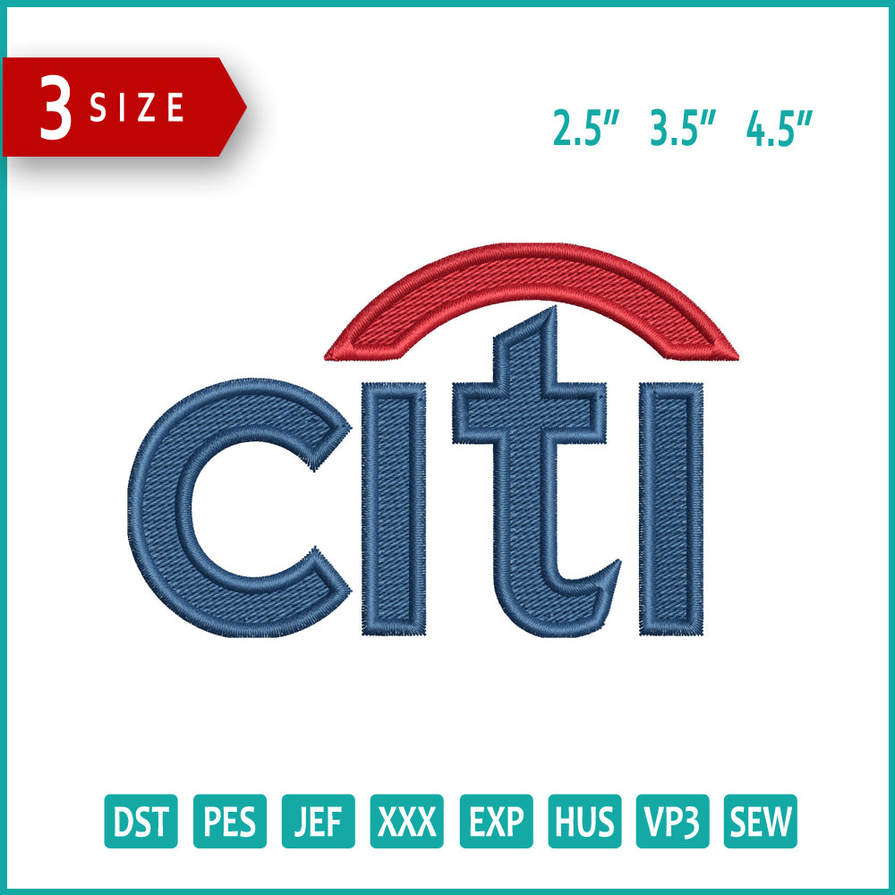 Citi Logo Embroidery Design Files - 3 Size's