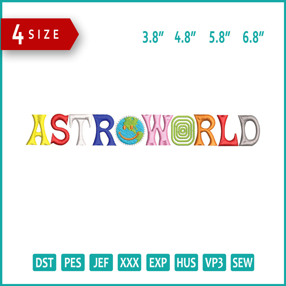 Astro World Embroidery Design Files - 4 Size's
