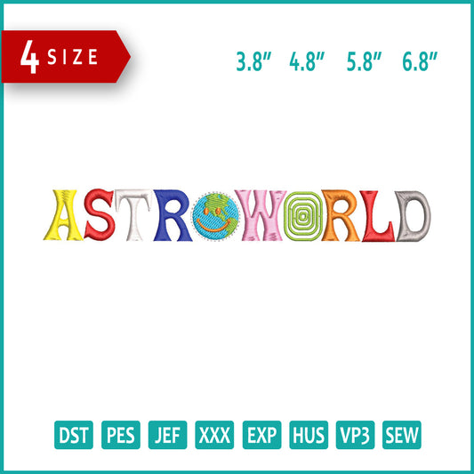 Astro World Embroidery Design Files - 4 Size's