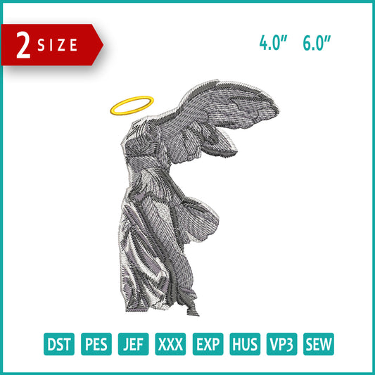 Winged Victory Embroidery Design Files - 2 Size's