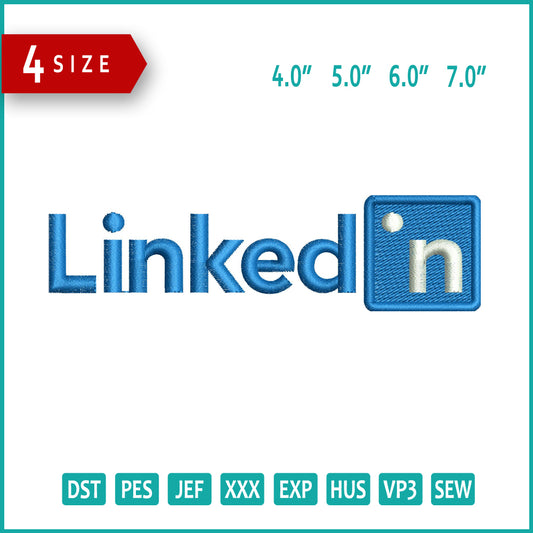 Linkedin Logo Embroidery Design Files - 3 Size's