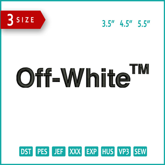Off White Logo Embroidery Design Files - 3 Size's