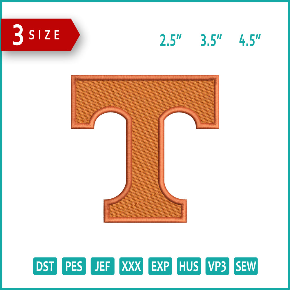 Tennessee Volunteers Logo Embroidery Design Files - 3 Size's