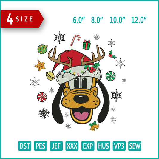 Disney Pluto Christmas Embroidery Design Files - 4 Size's