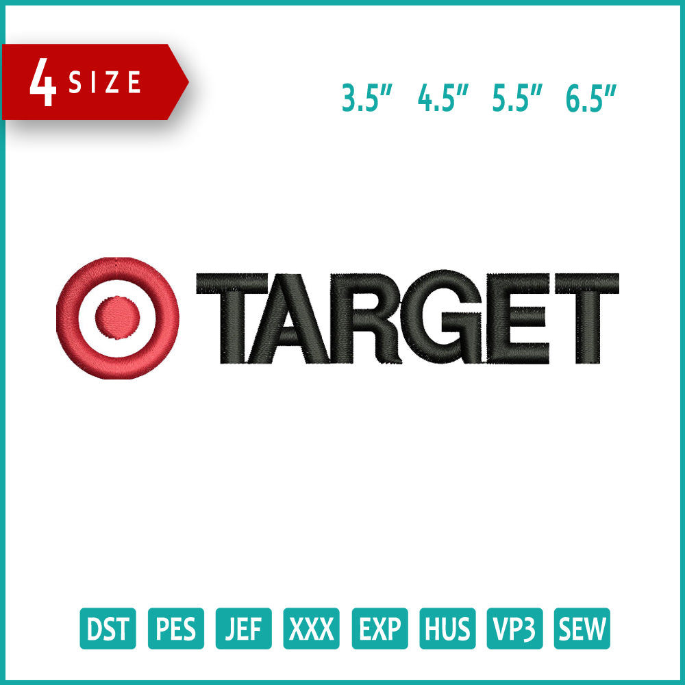 Target Logo Embroidery Design Files - 4 Size's