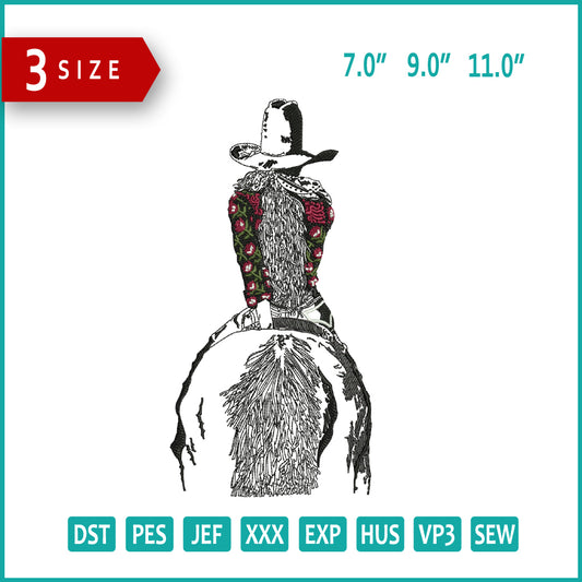 Horse Man Embroidery Files - 3 Size's