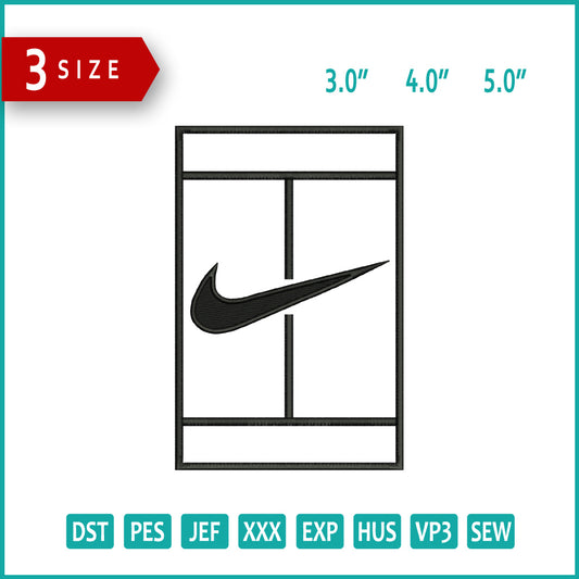 Nike Tennis v2 Logo Embroidery Design Files - 3 Size's