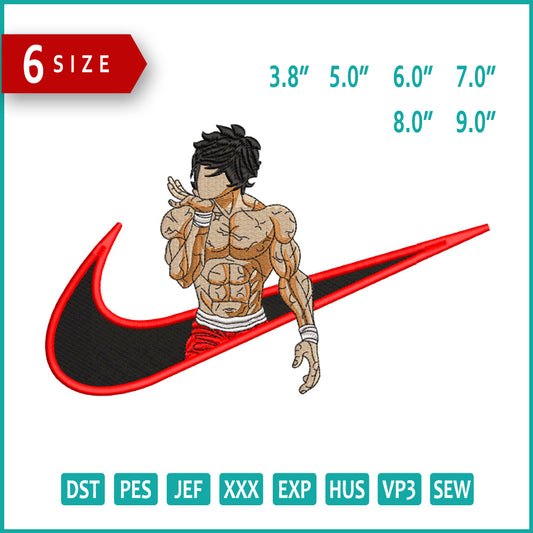 Baki Hanma Swoosh v4 Embroidery Design Files - 6 Sizes