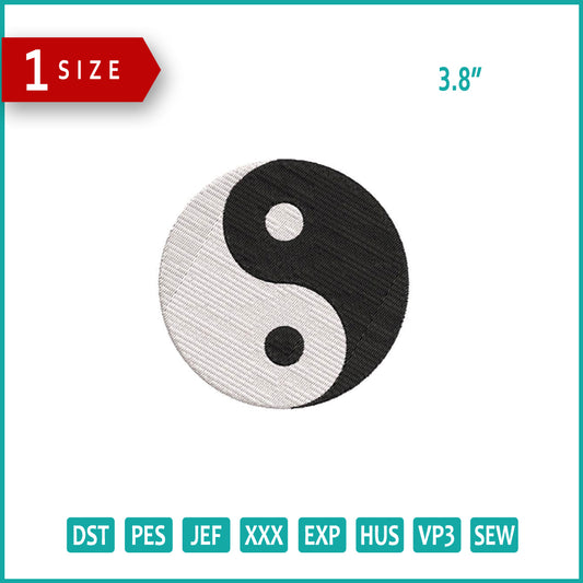 Yin Yang Embroidery Design Files - 1 Size