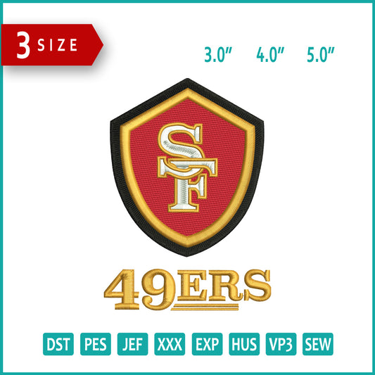 SF 49ers Football Logo Embroidery Design Files - 3 Size's