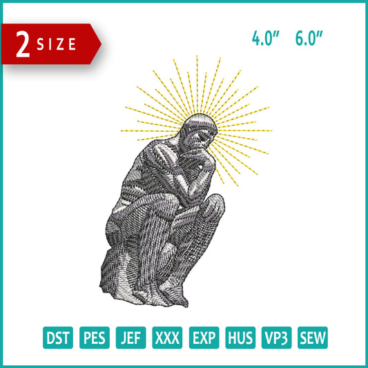 The Thinker Embroidery Design Files - 2 Size's