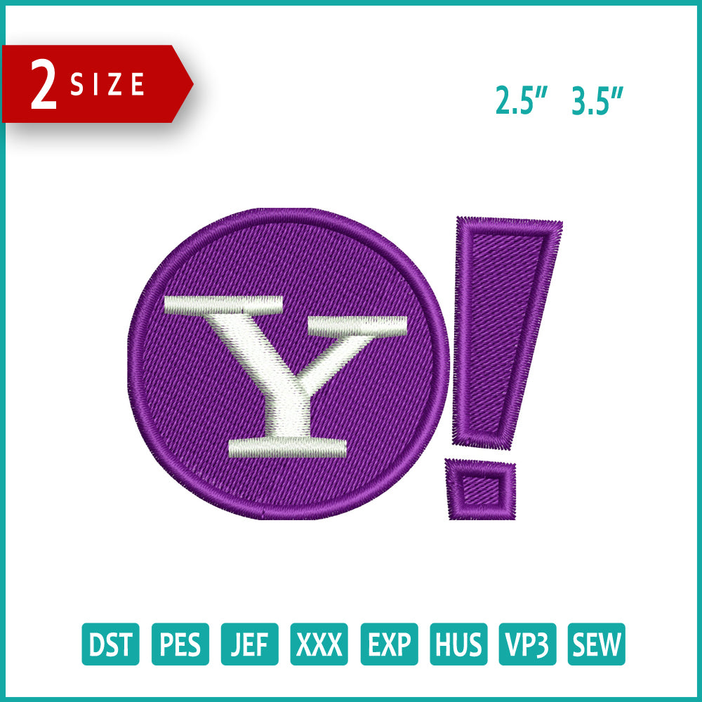 Yahoo Logo Embroidery Design Files - 2 Size's – Online Embroidery Designs