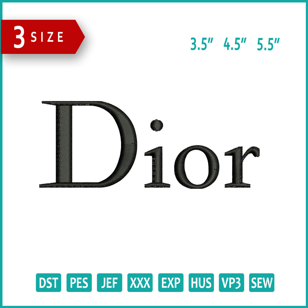 Dior Logo Embroidery Design Files - 3 Size's
