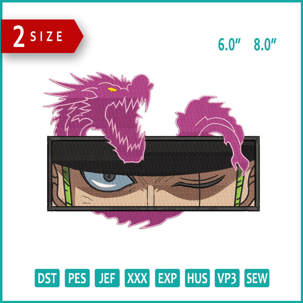 Roronoa Zoro Eyes Embroidery Design Files - 2 Sizes