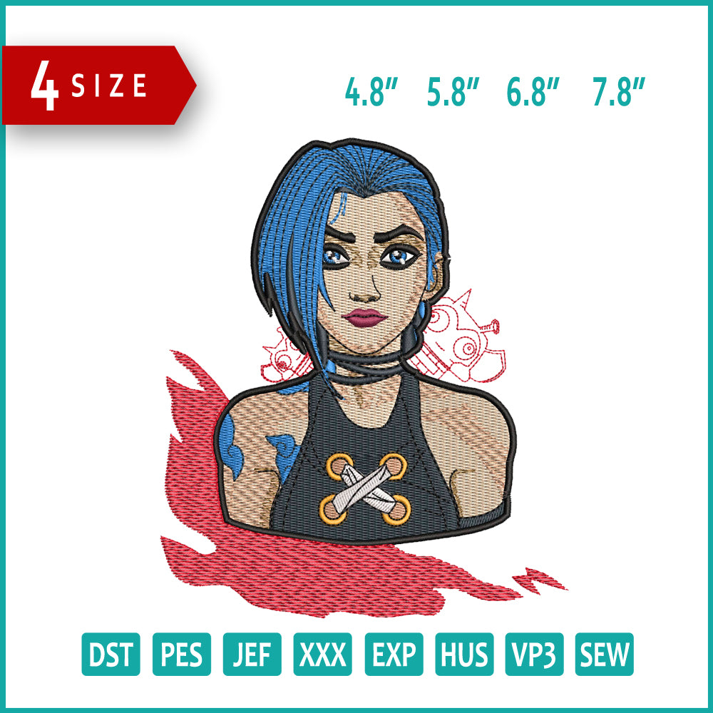Jinx Arcane Embroidery Design Files - 4 Size's