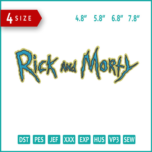 Rick and Morty Logo Embroidery Design Files - 4 Size's