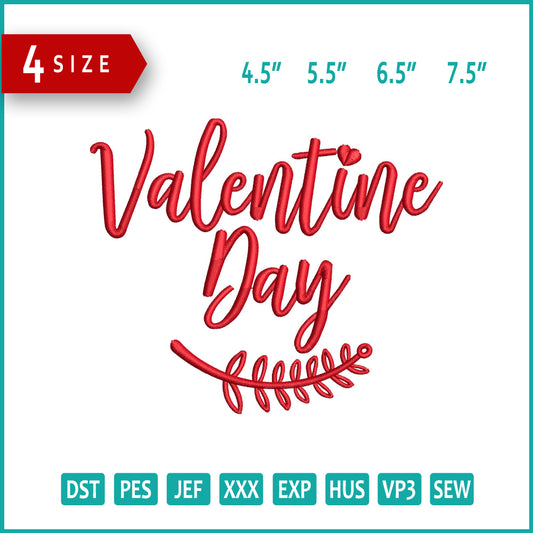 Valentine Day Embroidery Design Files - 4 Size's
