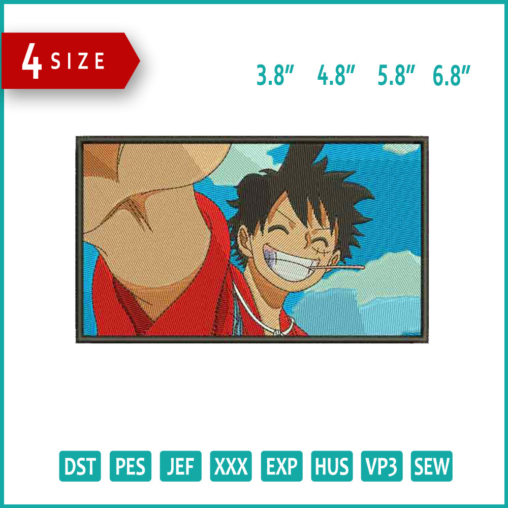 Monkey D Luffy v17 Embroidery Design Files - 4 Size's