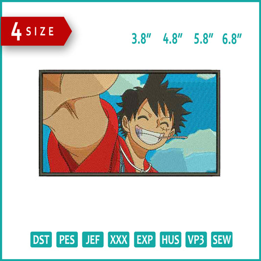 Monkey D Luffy v17 Embroidery Design Files - 4 Size's