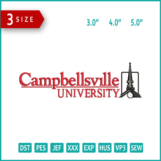 Campbellsville University Logo Embroidery Design Files - 3 Size's