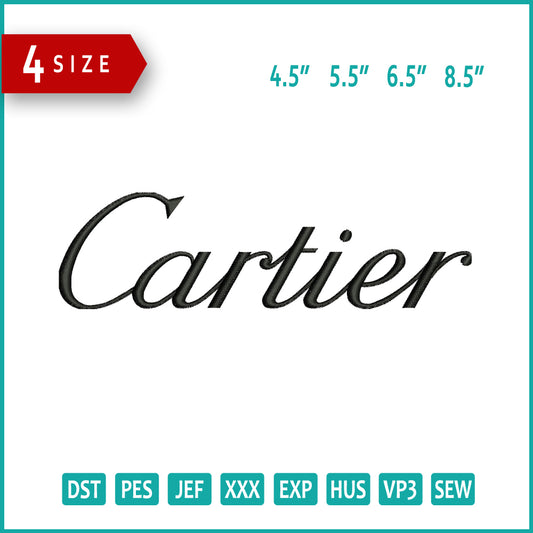 Cartier Logo Embroidery Design Files - 4 Size's