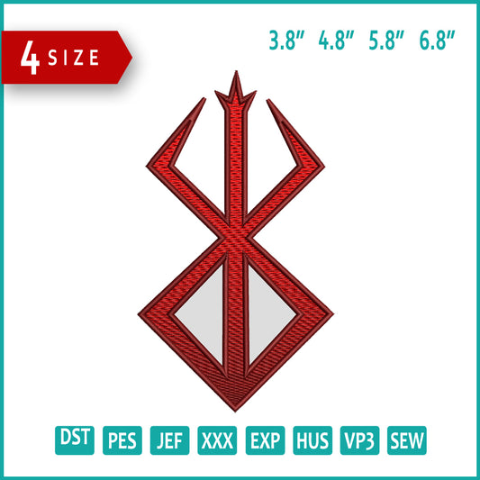 Berserk Logo Embroidery Design Files - 4 Size's