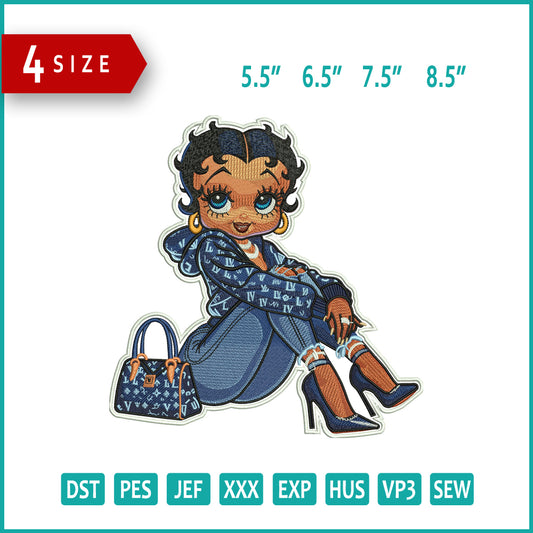 Betty Boop v3 Embroidery Design Files - 3 Size's