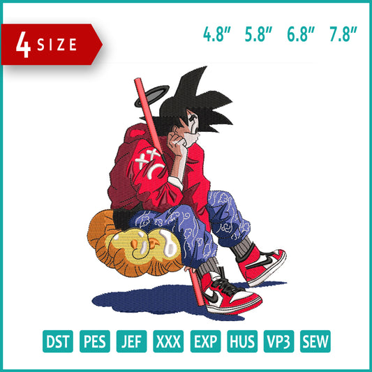 Goku Embroidery Design Files - 4 Size's