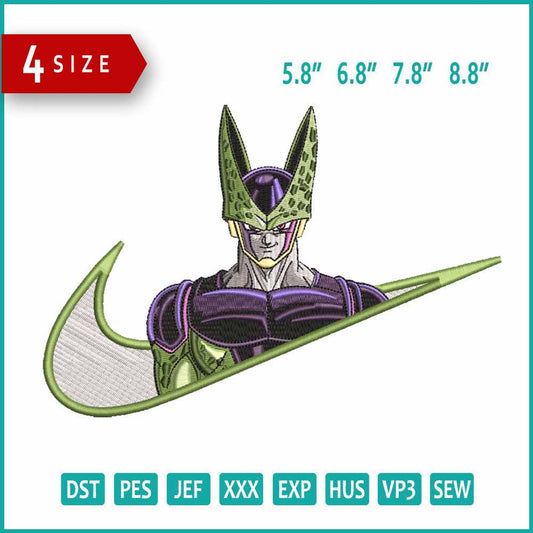 Cell Swoosh Embroidery Design Files - 4 Size's
