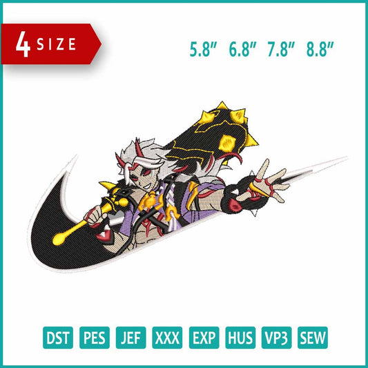 Arataki Itto Swoosh Embroidery Design Files - 4 Size's