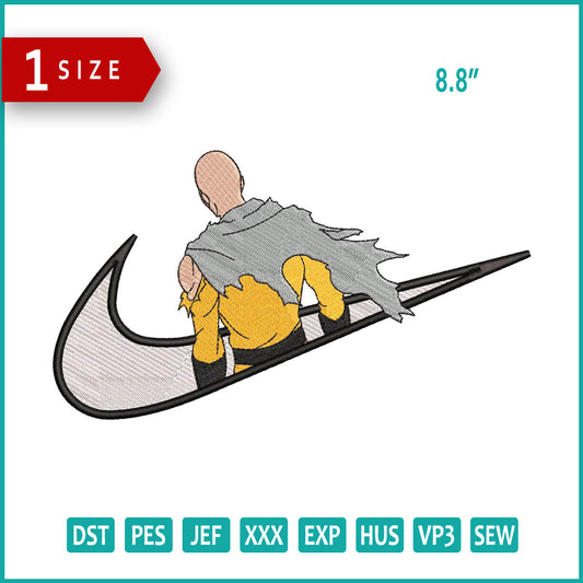 One Punch Man Swoosh v2 Embroidery Design Files - 5 Size's
