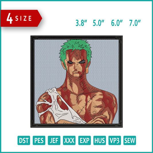 Roronoa Zoro v4 Embroidery Design Files - 4 Size's