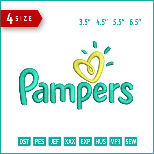 Pampers Logo Embroidery Design Files - 4 Size's