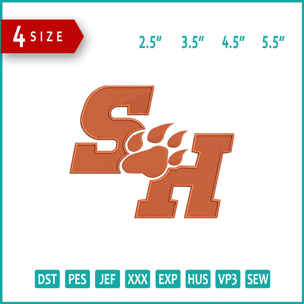 Sam Houston State Bearkats  Logo Embroidery Design Files - 4 Size's