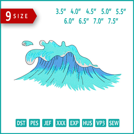 Majestic Ocean Wave Embroidery Design Files - 9 Size's