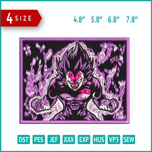 Vegeta Ultra Ego Form Embroidery Design Files - 4 Size's