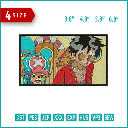 Monkey D Luffy v18 Embroidery Design Files - 4 Size's